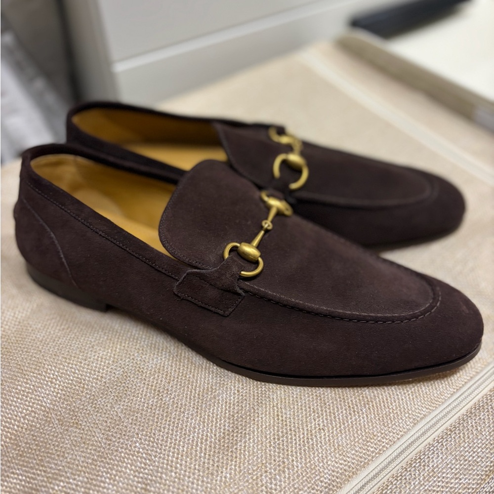 Gucci Dark Brown Loafers with Gold Accent